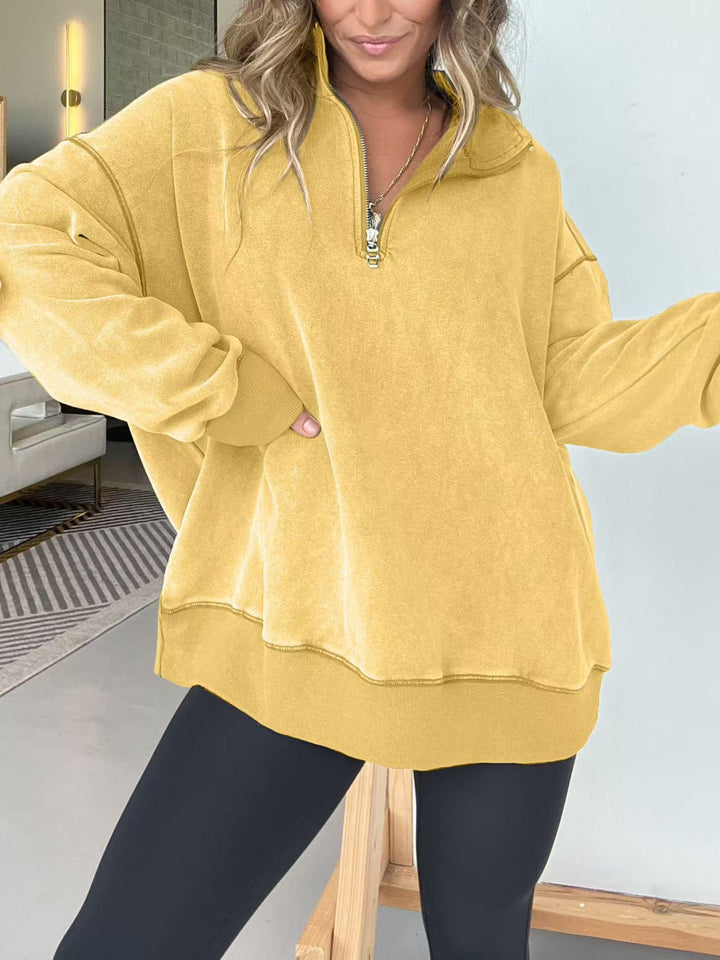 Damer Bekväm Fleece-Pullover med halv dragkedja Mirla-Eva Jonsson