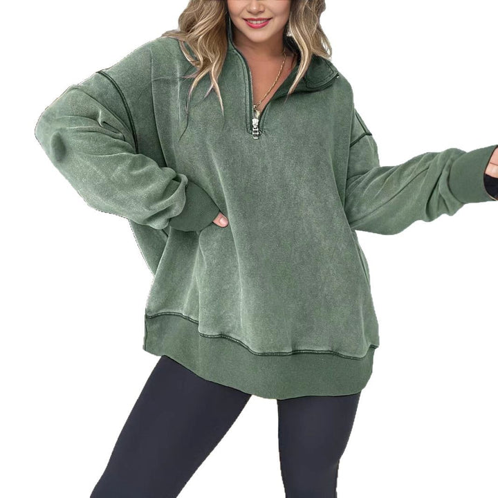Damer Bekväm Fleece-Pullover med halv dragkedja Mirla-Eva Jonsson
