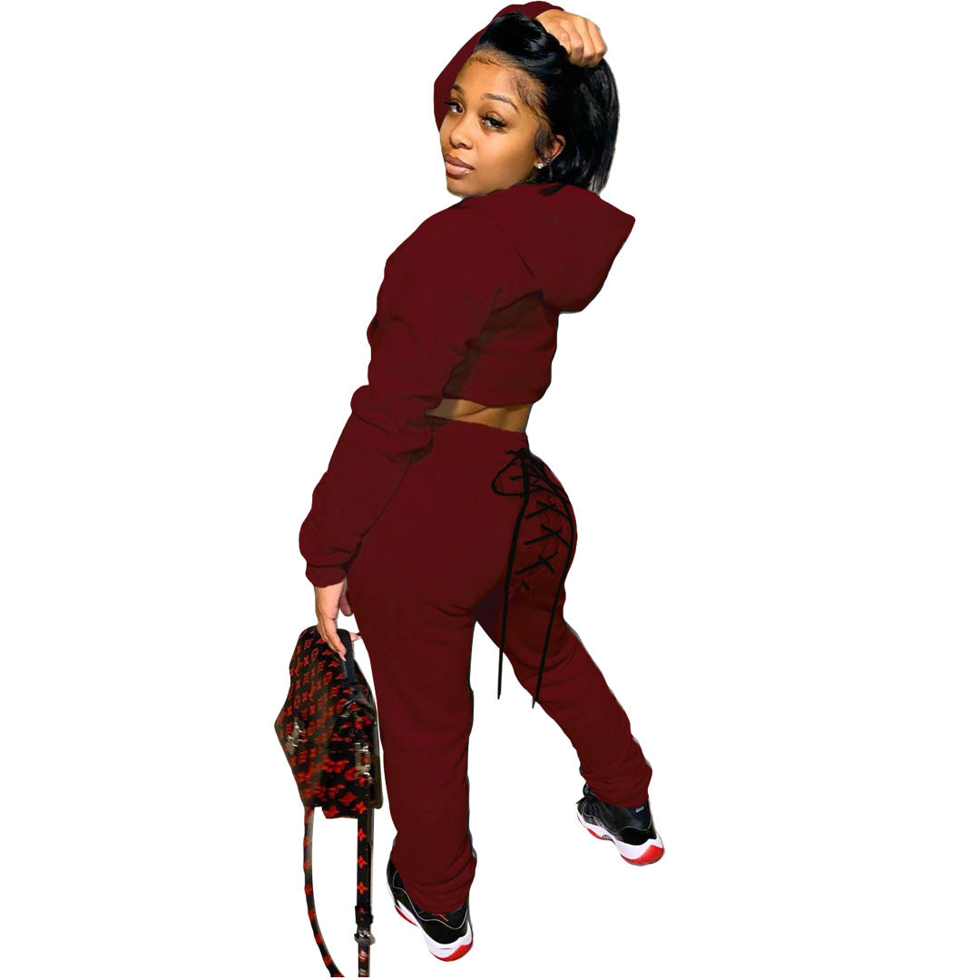 Damer Bekväm Hoodie-set med fashionabla snördetaljer Mirla-Eva Jonsson