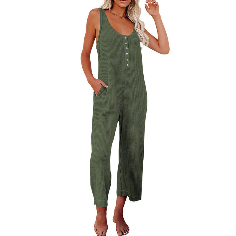 Damer Bekväm Jersey-Jumpsuit med knapplösningar och fickor Mirla-Eva Jonsson