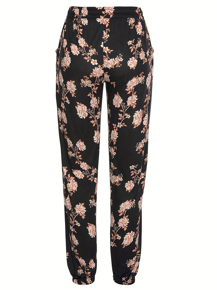 Damer Bekväm Jerseybyxa med blommönster och elastisk midja Mirla-Eva Jonsson