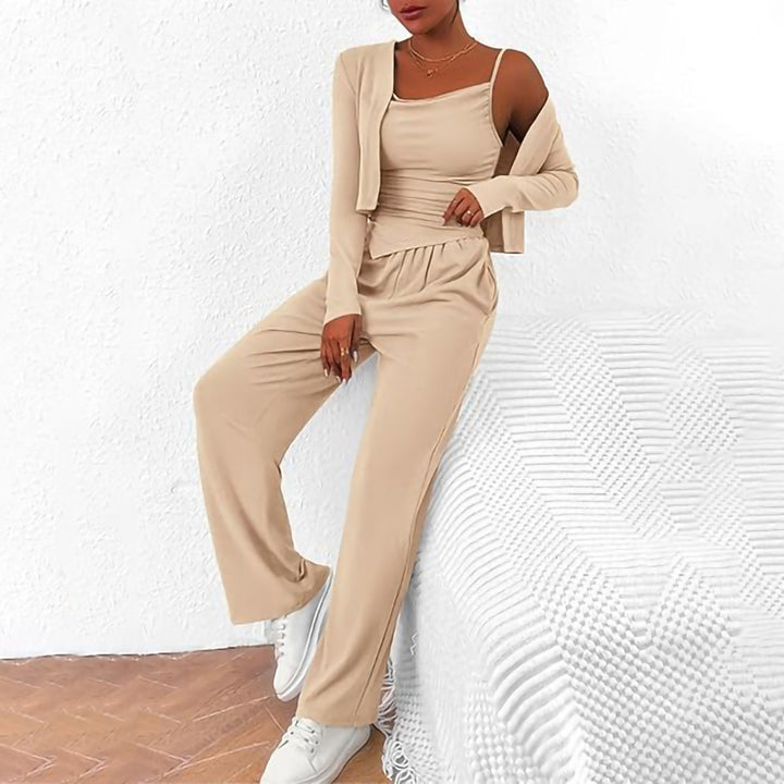 Damer Bekväm Jumpsuit med ärmlös blus och öppen cardigan Mirla-Eva Jonsson