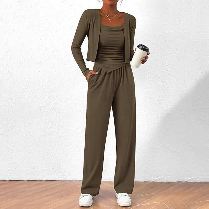 Damer Bekväm Jumpsuit med ärmlös blus och öppen cardigan Mirla-Eva Jonsson