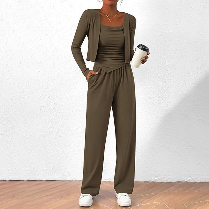 Damer Bekväm Jumpsuit med ärmlös blus och öppen cardigan Mirla-Eva Jonsson