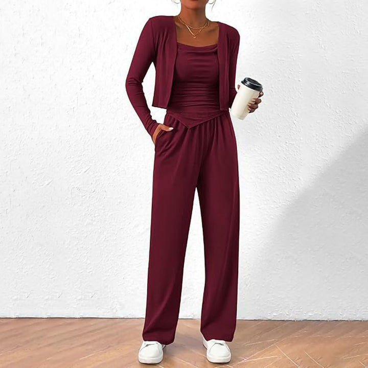 Damer Bekväm Jumpsuit med ärmlös blus och öppen cardigan Mirla-Eva Jonsson