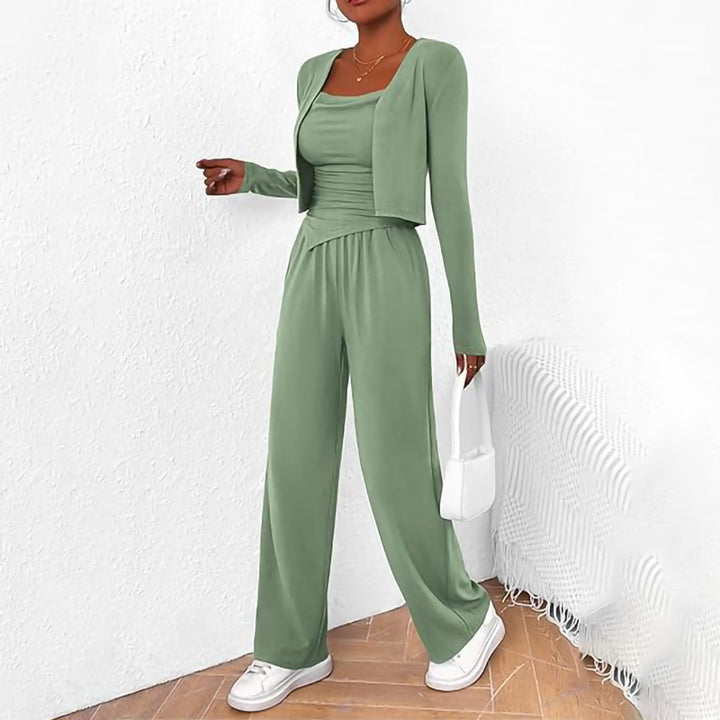 Damer Bekväm Jumpsuit med ärmlös blus och öppen cardigan Mirla-Eva Jonsson