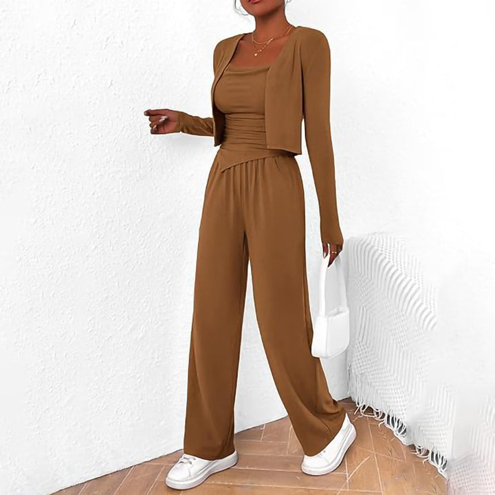 Damer Bekväm Jumpsuit med ärmlös blus och öppen cardigan Mirla-Eva Jonsson