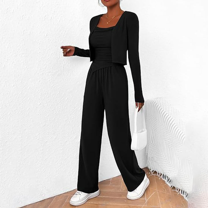 Damer Bekväm Jumpsuit med ärmlös blus och öppen cardigan Mirla-Eva Jonsson