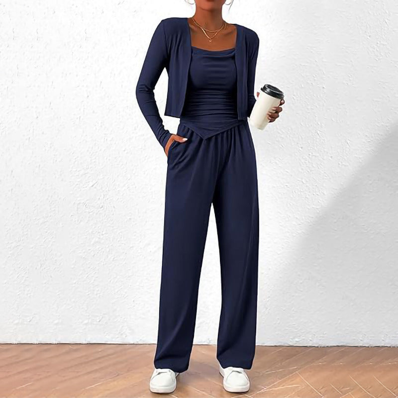 Damer Bekväm Jumpsuit med ärmlös blus och öppen cardigan Mirla-Eva Jonsson