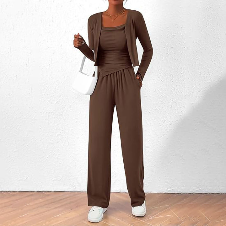 Damer Bekväm Jumpsuit med ärmlös blus och öppen cardigan Mirla-Eva Jonsson