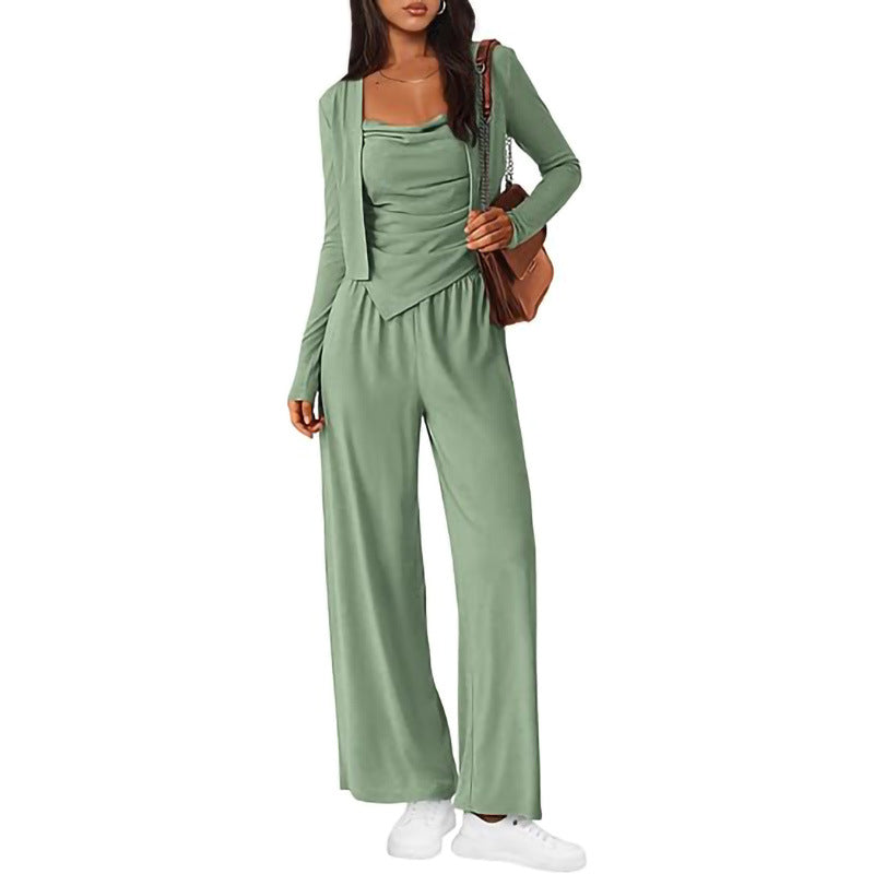 Damer Bekväm Jumpsuit med ärmlös blus och öppen cardigan Mirla-Eva Jonsson