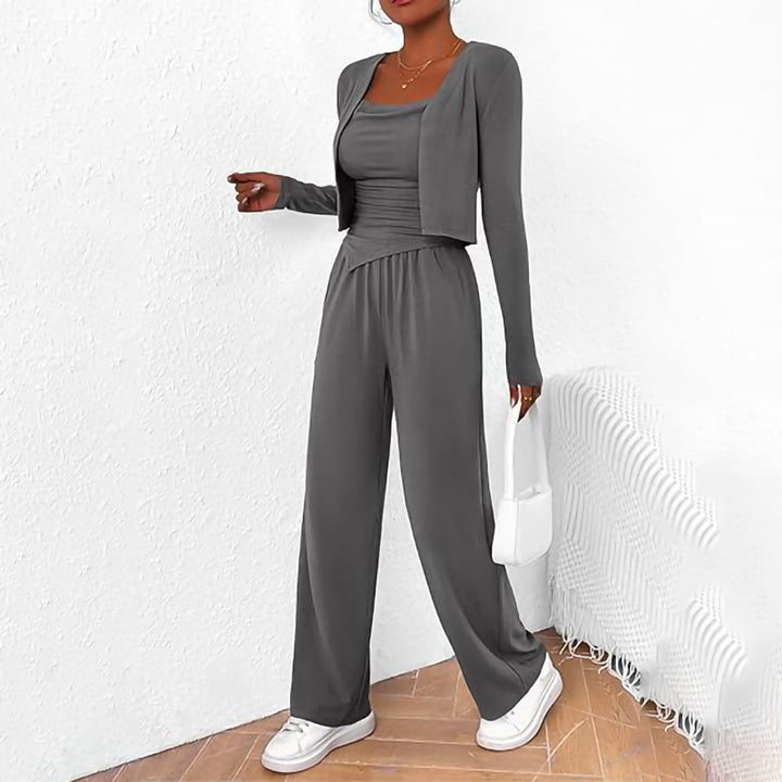 Damer Bekväm Jumpsuit med ärmlös blus och öppen cardigan Mirla-Eva Jonsson