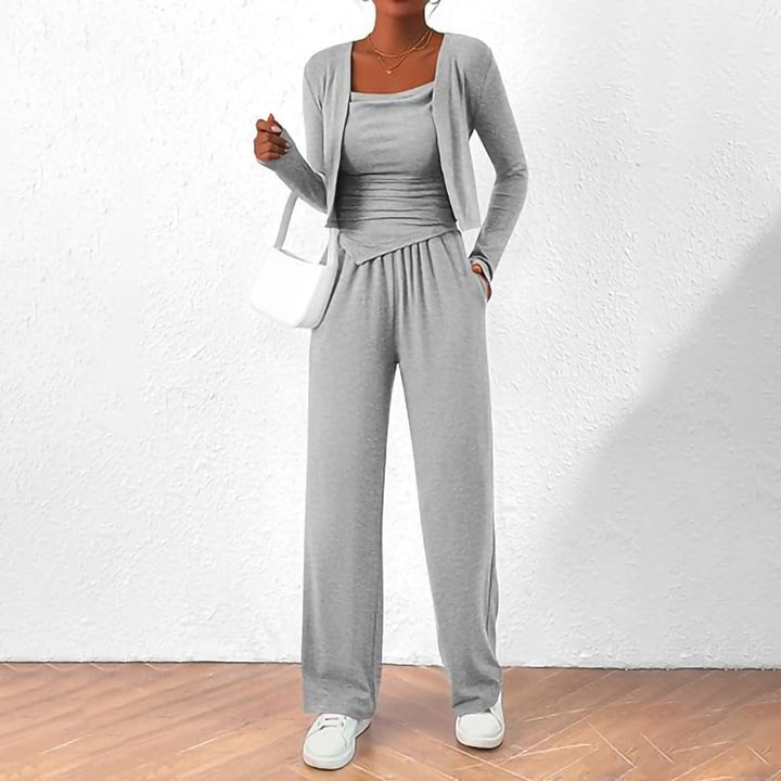 Damer Bekväm Jumpsuit med ärmlös blus och öppen cardigan Mirla-Eva Jonsson