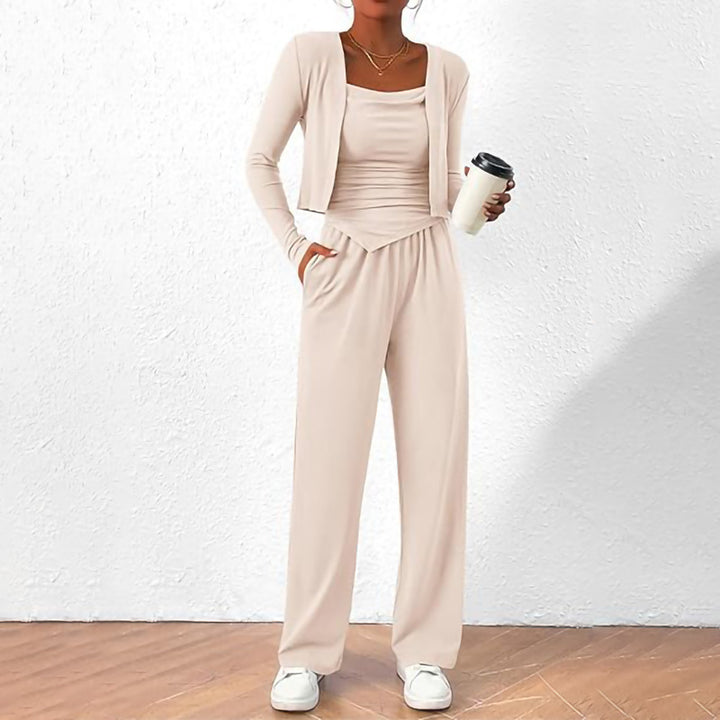 Damer Bekväm Jumpsuit med ärmlös blus och öppen cardigan Mirla-Eva Jonsson