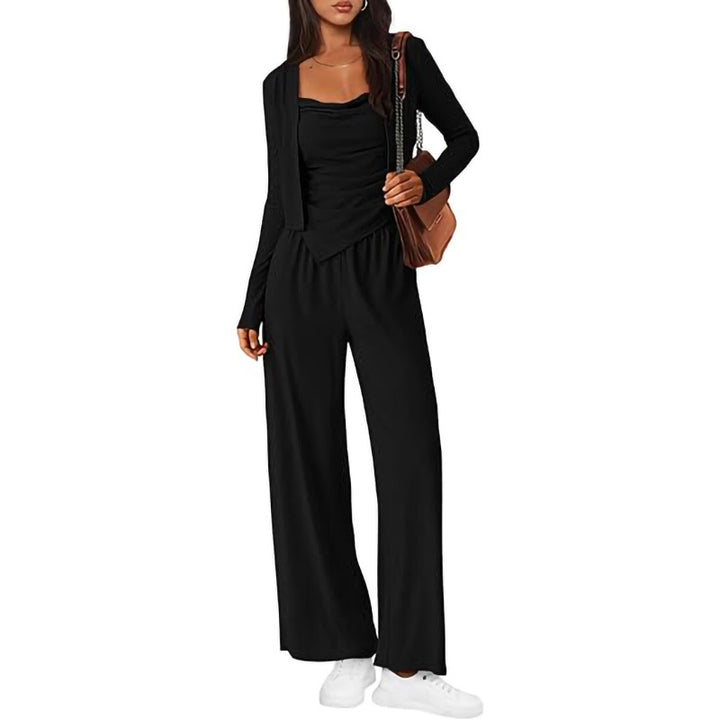 Damer Bekväm Jumpsuit med ärmlös blus och öppen cardigan Mirla-Eva Jonsson
