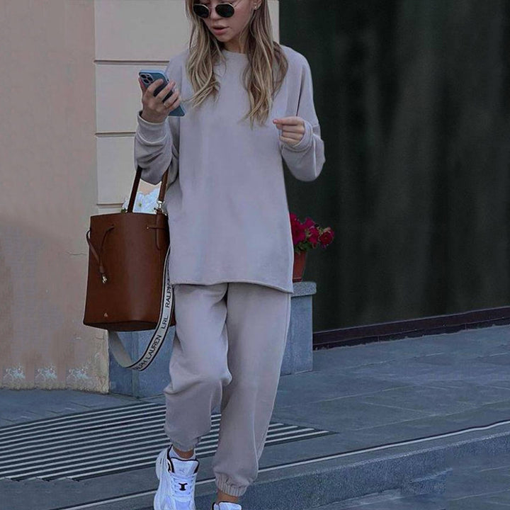 Damer Bekväm Lounge-set med Oversized-sweatshirt och elastiska byxor Eva Jonsson-Eva Jonsson