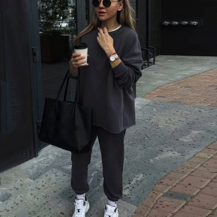 Damer Bekväm Lounge-set med Oversized-sweatshirt och elastiska byxor Eva Jonsson-Eva Jonsson