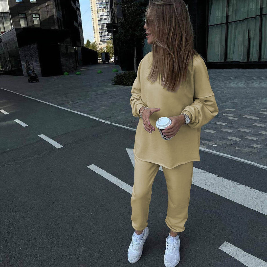 Damer Bekväm Lounge-set med Oversized-sweatshirt och elastiska byxor Eva Jonsson-Eva Jonsson
