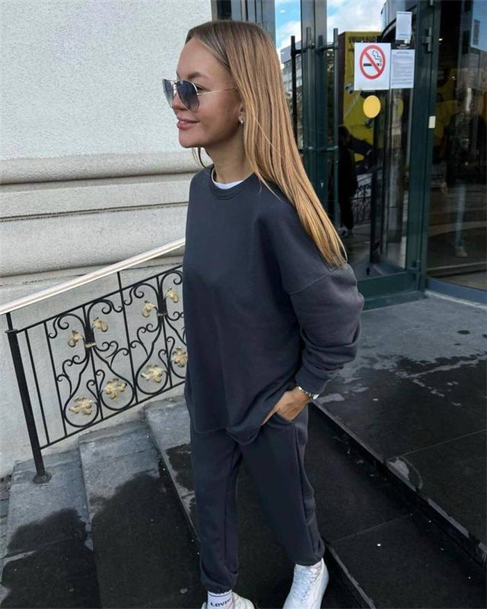 Damer Bekväm Lounge-set med Oversized-sweatshirt och elastiska byxor Eva Jonsson-Eva Jonsson