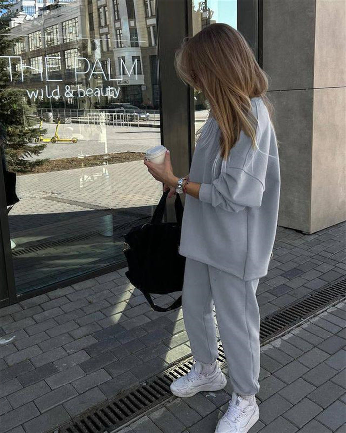 Damer Bekväm Lounge-set med Oversized-sweatshirt och elastiska byxor Eva Jonsson-Eva Jonsson