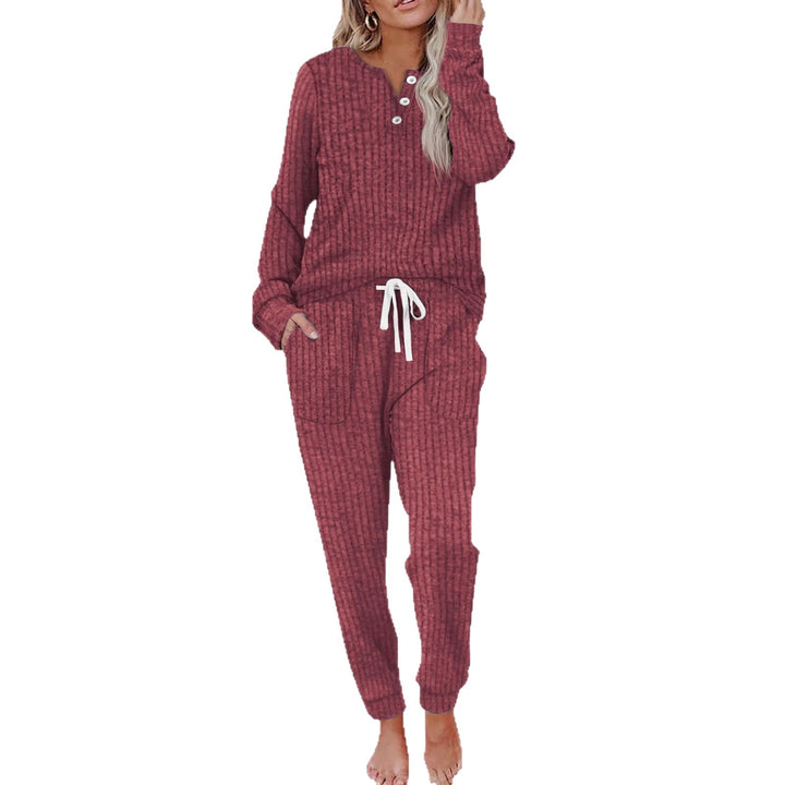 Damer Bekväm Lounge-set med elastisk midja och knapppdetaljer Mirla-Eva Jonsson