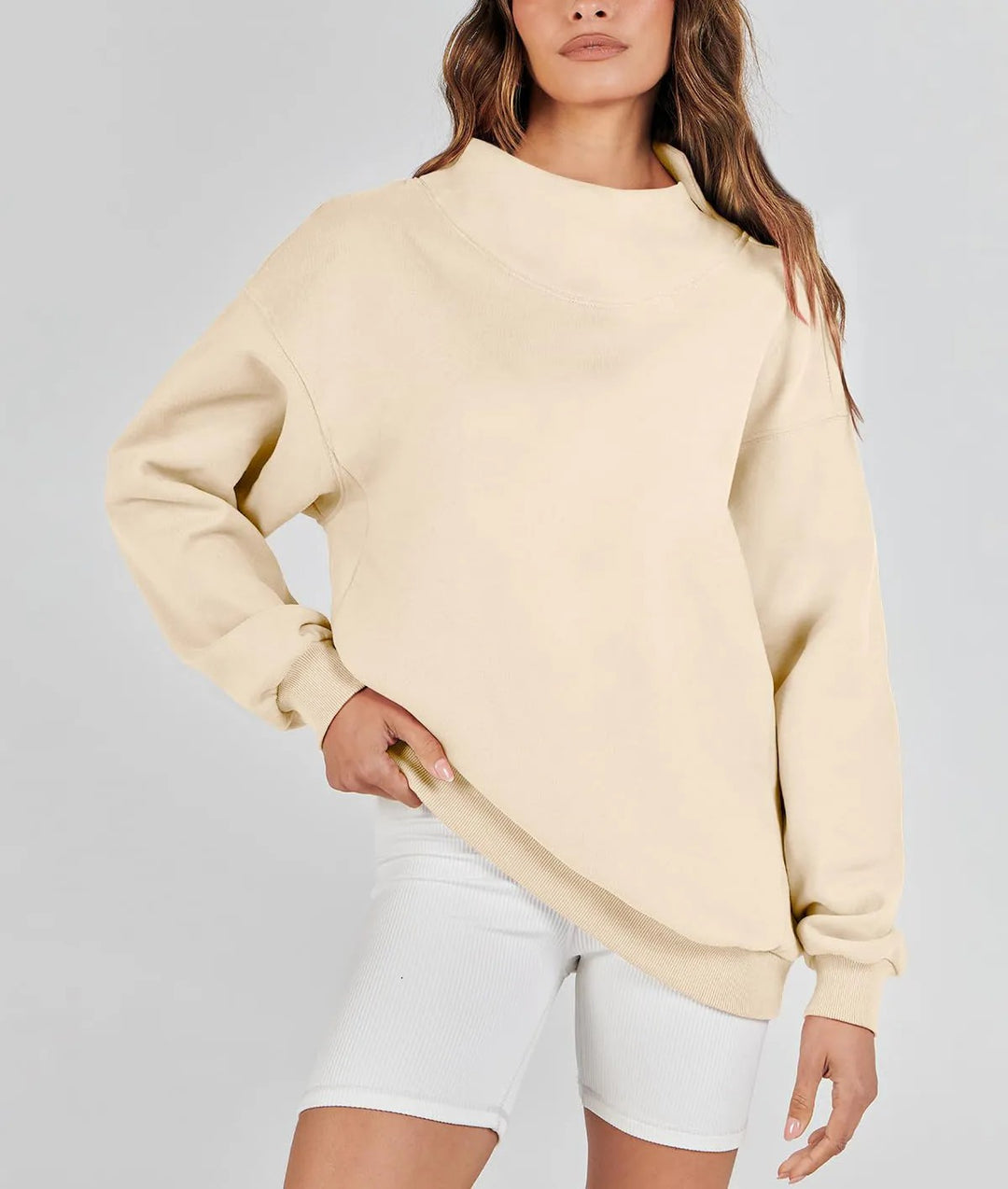 Damer Bekväm Oversize Tröja med Hög Krage Mirla-Eva Jonsson