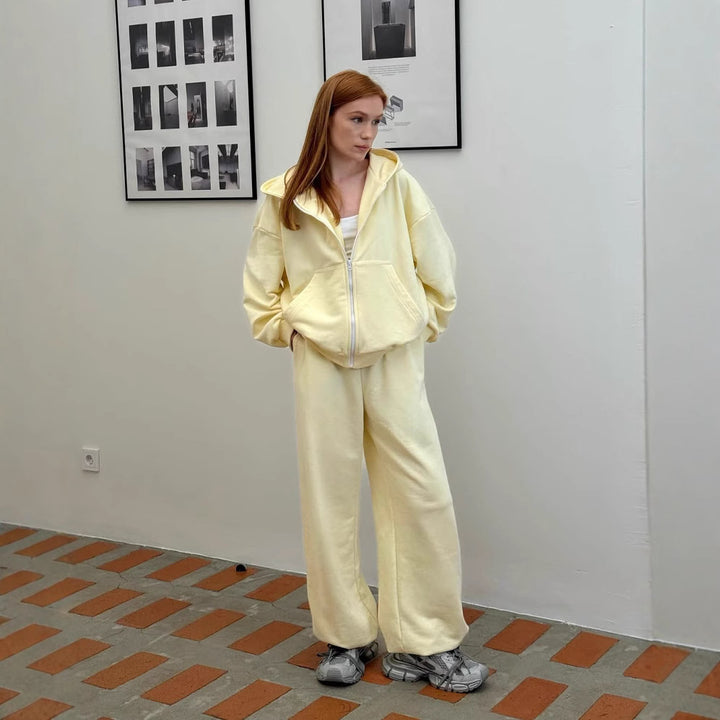 Damer Bekväm Oversized Fritidsset med Huva och Dragkedja Eva Jonsson-Eva Jonsson