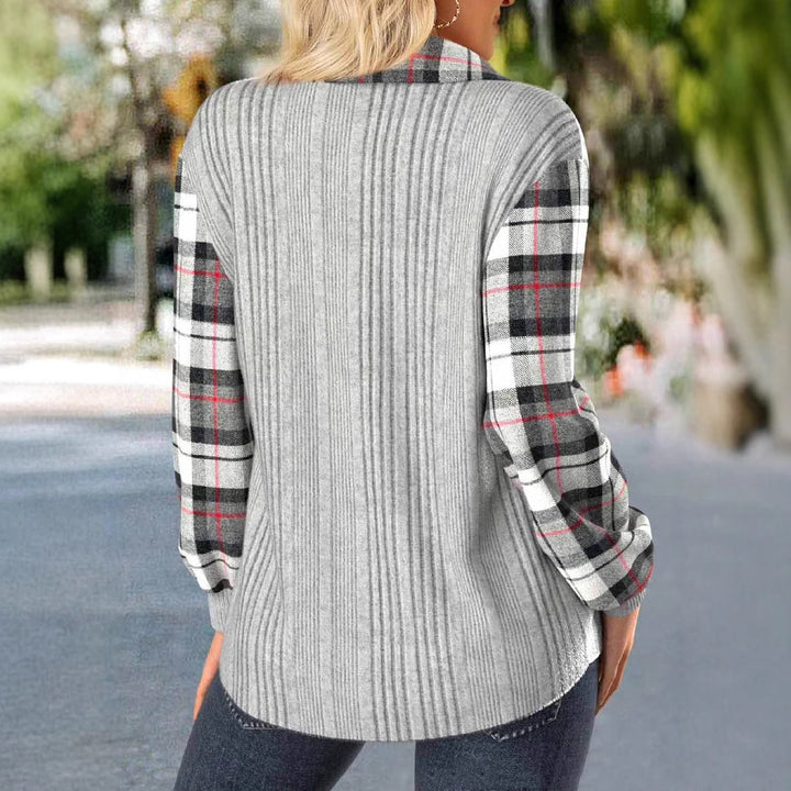 Damer Bekväm Skjortblus med Rutmönster och Strukturerad Design Eva Jonsson-Eva Jonsson