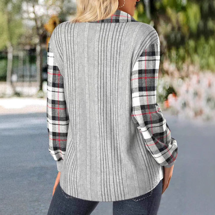 Damer Bekväm Skjortblus med Rutmönster och Strukturerad Design Eva Jonsson-Eva Jonsson