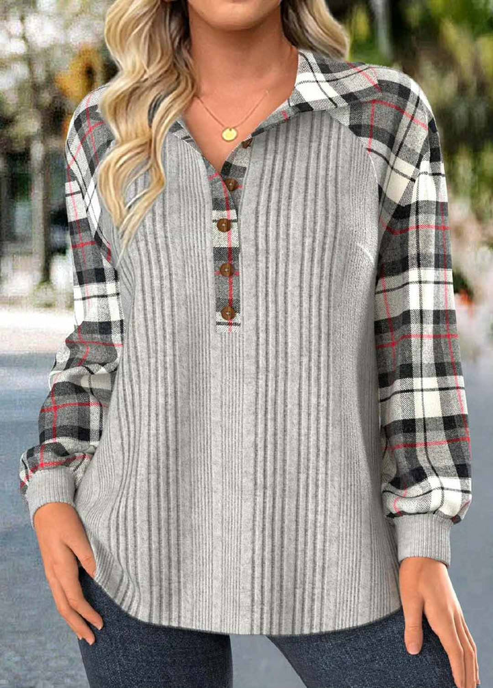 Damer Bekväm Skjortblus med Rutmönster och Strukturerad Design Eva Jonsson-Eva Jonsson