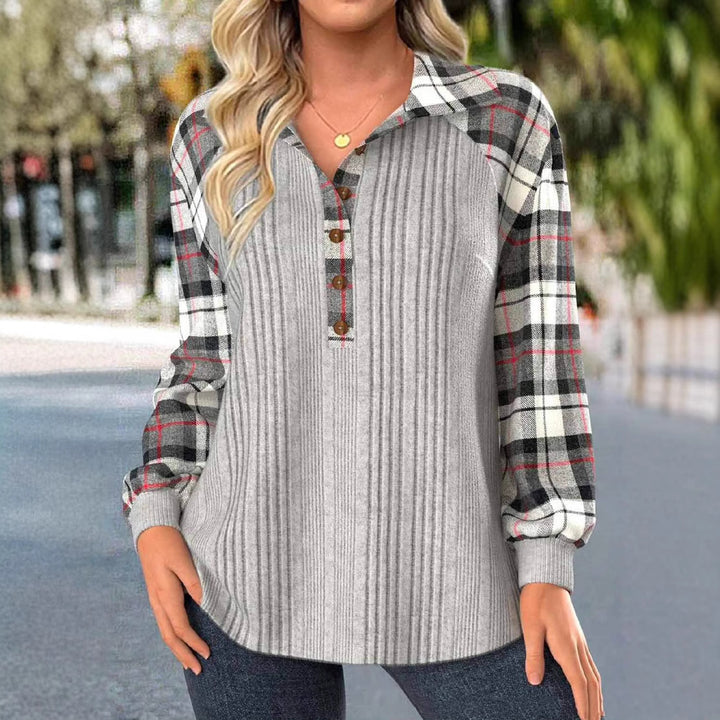 Damer Bekväm Skjortblus med Rutmönster och Strukturerad Design Eva Jonsson-Eva Jonsson