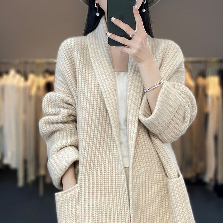 Damer Bekväm Stickad Cardigan med Djupa Fickor Mirla-Eva Jonsson