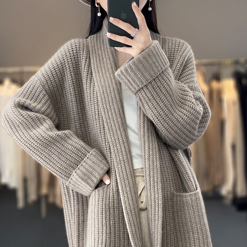 Damer Bekväm Stickad Cardigan med Djupa Fickor Mirla-Eva Jonsson