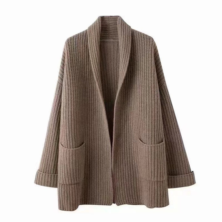 Damer Bekväm Stickad Cardigan med Djupa Fickor Mirla-Eva Jonsson
