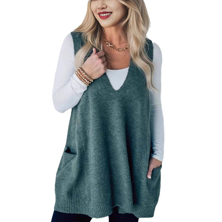Damer Bekväm Stickad Poncho med sidofickor Eva Jonsson-Eva Jonsson