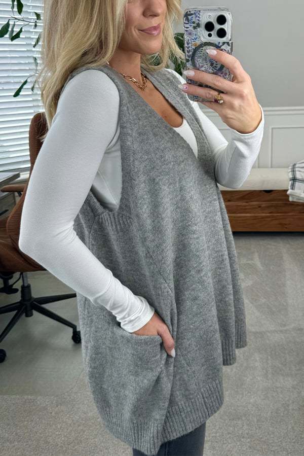 Damer Bekväm Stickad Poncho med sidofickor Eva Jonsson-Eva Jonsson
