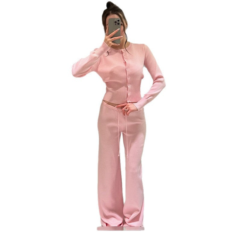 Damer Bekväm Stickat Loungewear-set med Knäppning Mirla-Eva Jonsson