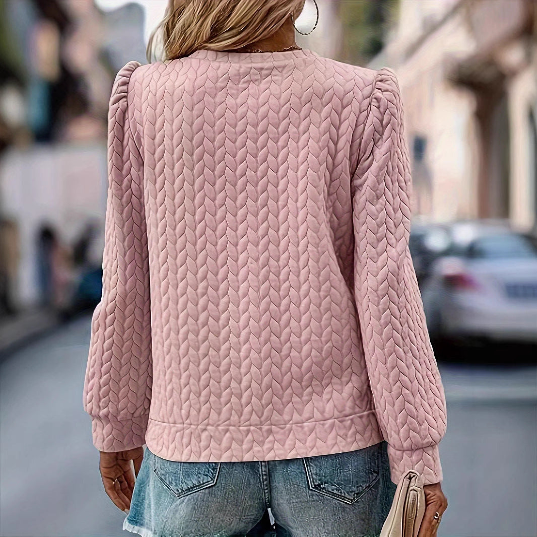 Damer Bekväm Sweatshirt med Strukturerat Ovanmaterial och Puffärmar Mirla-Eva Jonsson