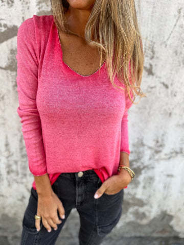 Damer Bekväm V-Hals Långärmad T-shirt Mirla-Eva Jonsson