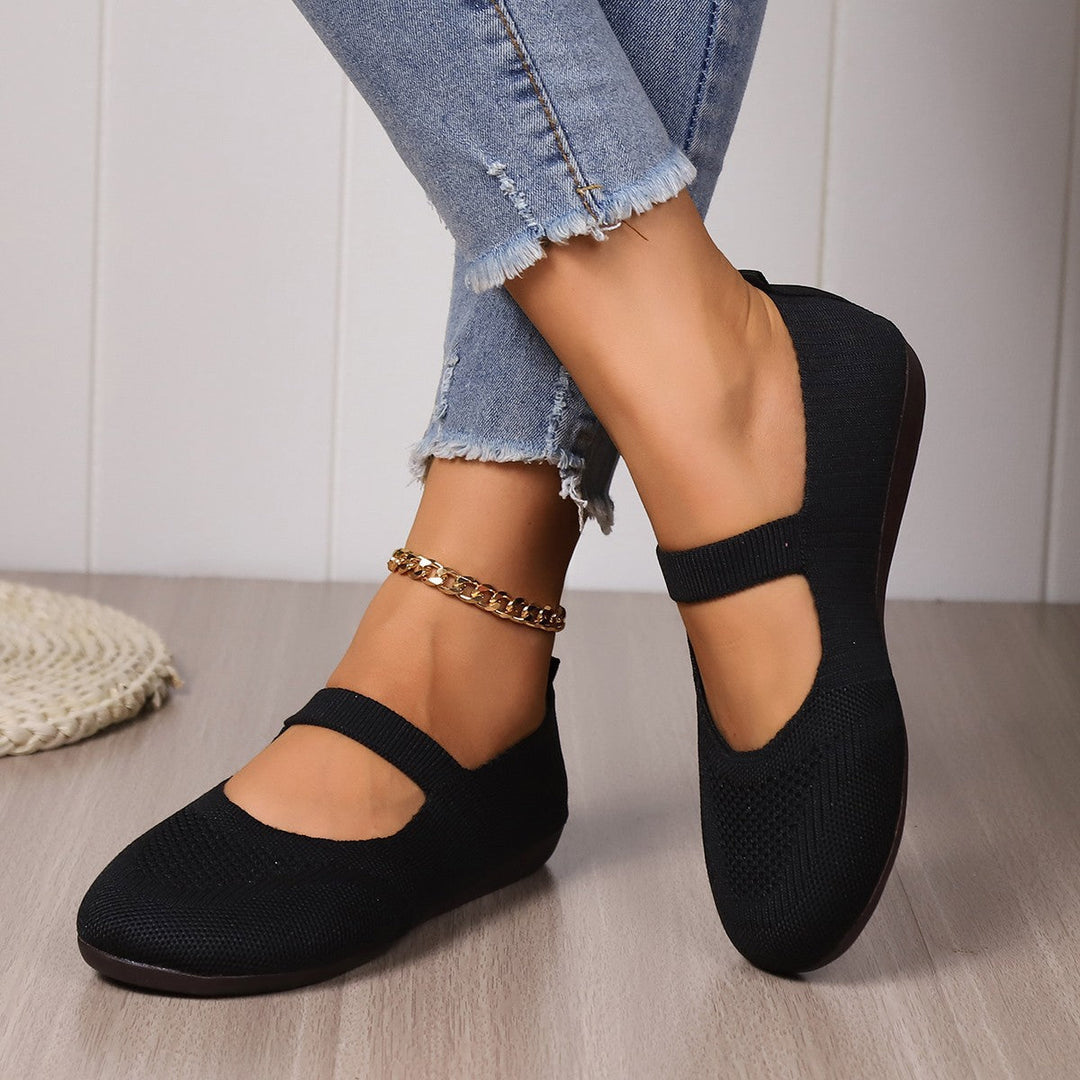 Damer Bekväma Ballerinas med Elastiskt Remdesign och Andningsbart Övermaterial Mirla-Eva Jonsson
