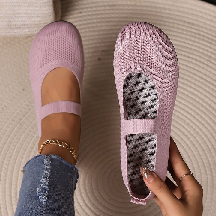 Damer Bekväma Ballerinas med Elastiskt Remdesign och Andningsbart Övermaterial Mirla-Eva Jonsson