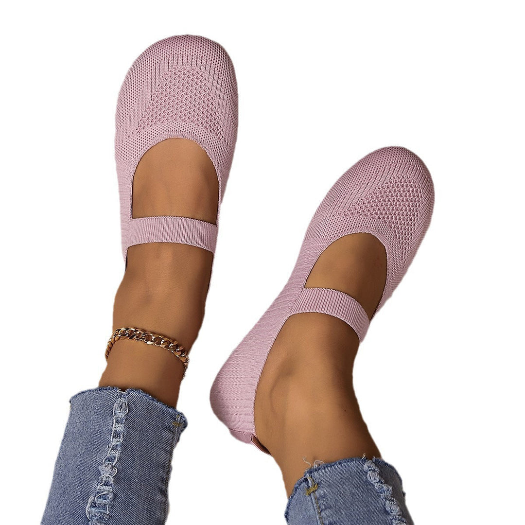 Damer Bekväma Ballerinas med Elastiskt Remdesign och Andningsbart Övermaterial Mirla-Eva Jonsson