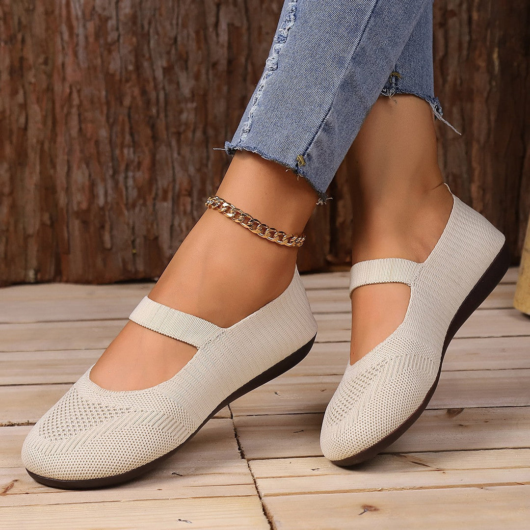Damer Bekväma Ballerinas med Elastiskt Remdesign och Andningsbart Övermaterial Mirla-Eva Jonsson