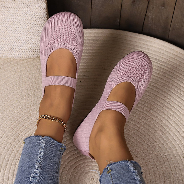 Damer Bekväma Ballerinas med Elastiskt Remdesign och Andningsbart Övermaterial Mirla-Eva Jonsson