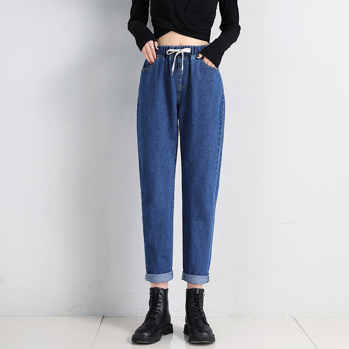 Damer Bekväma Jeansen med Elastisk Midja och Sidofickor-Eva Jonsson