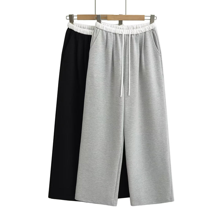 Damer Bekväma Sweatpants med Elastiskt Liv och Sidlommor Mirla-Eva Jonsson