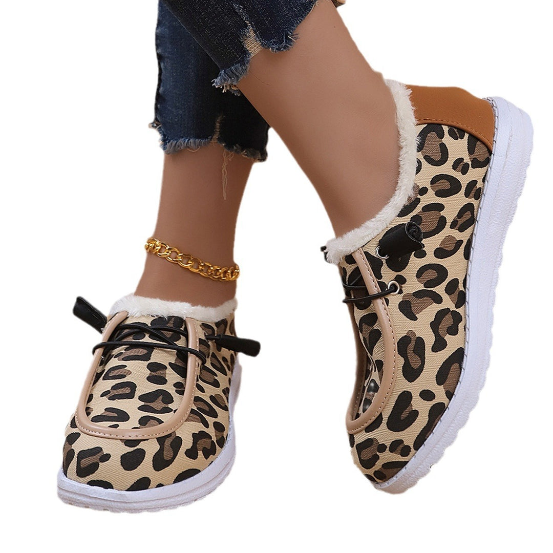 Damer Bekväma sneakers i mjukt fodrat material med leopardmönster Mirla-Eva Jonsson