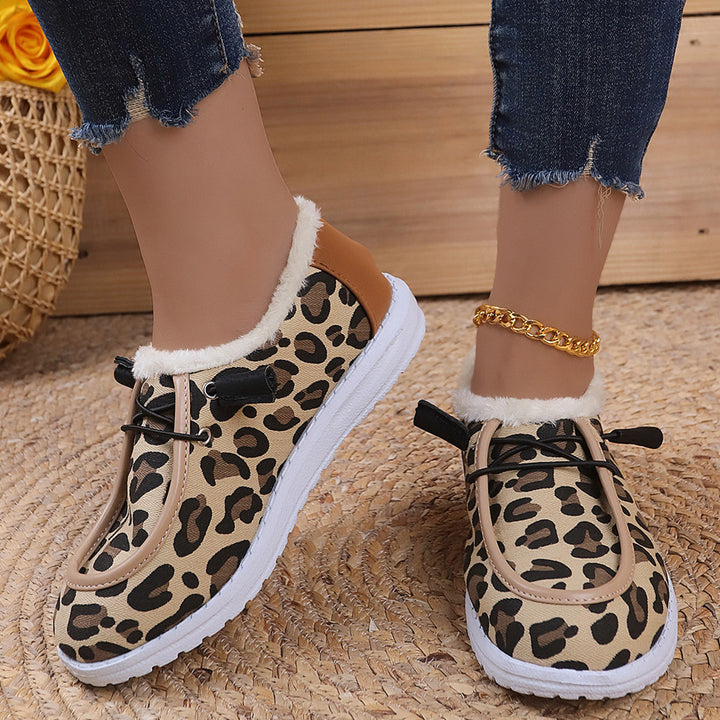 Damer Bekväma sneakers i mjukt fodrat material med leopardmönster Mirla-Eva Jonsson