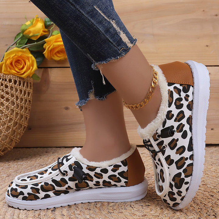 Damer Bekväma sneakers i mjukt fodrat material med leopardmönster Mirla-Eva Jonsson