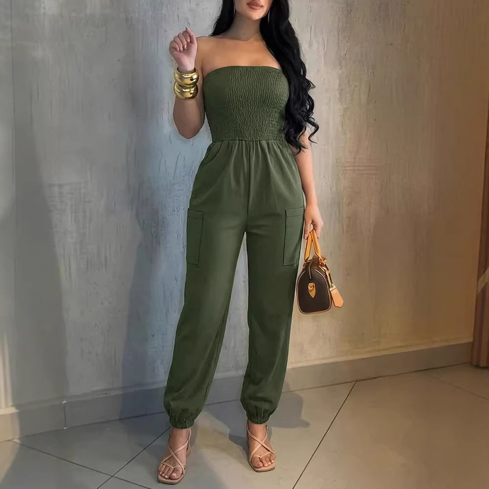 Damer Bekvämt Jumpsuit med axelbandslös design och praktiska fickor Mirla-Eva Jonsson